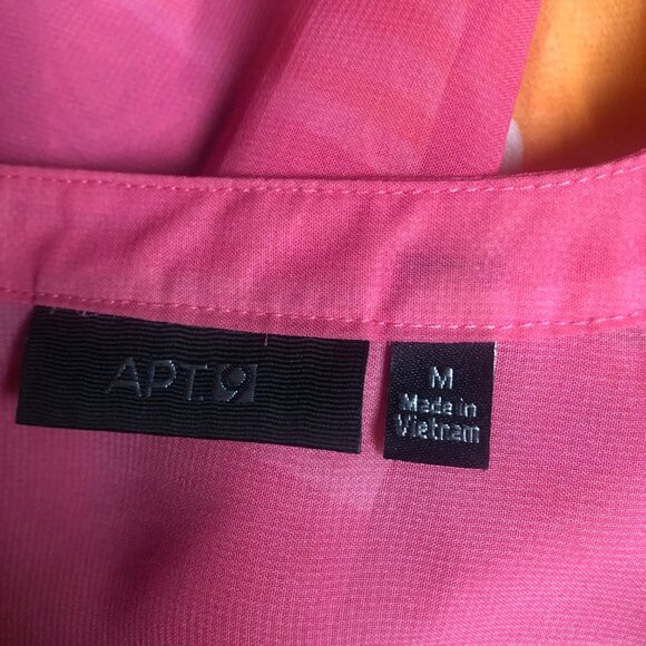 Apt 9 Blouse Womens Sz Medium Sheer Pink Orange Stripe Roll Tab Long Sleeve Top - Picture 6 of 7